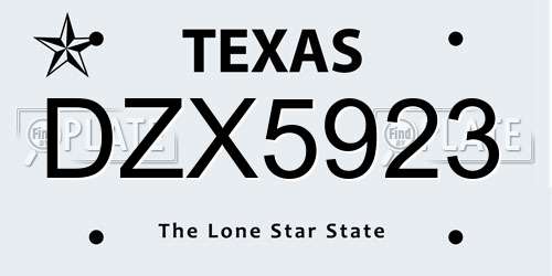 DZX5923 Texas License Plate