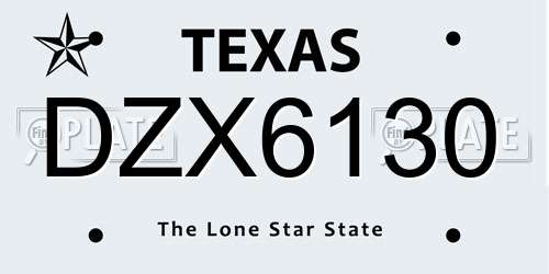 DZX6130 Texas License Plate