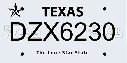 DZX6230 Texas License Plate
