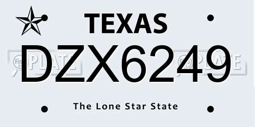 DZX6249 Texas License Plate