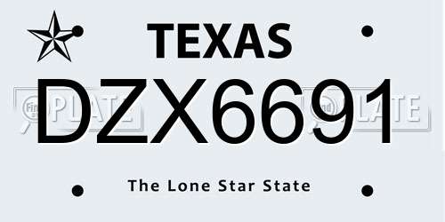 DZX6691 Texas License Plate