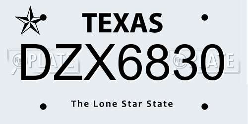 DZX6830 Texas License Plate