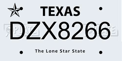 DZX8266 Texas License Plate