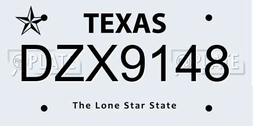 DZX9148 Texas License Plate