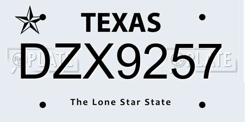 DZX9257 Texas License Plate