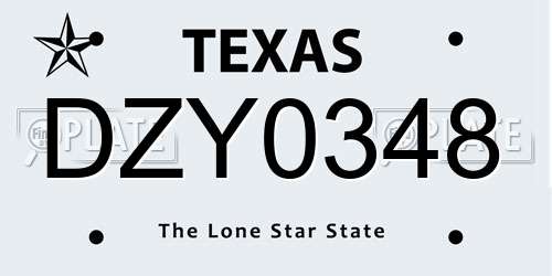 DZY0348 Texas License Plate