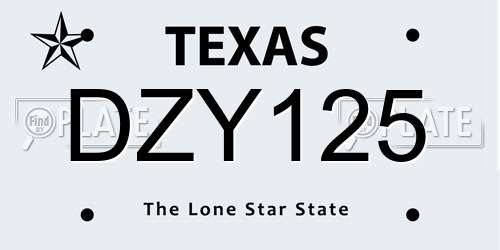 DZY125 Texas License Plate
