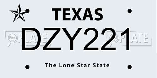 DZY221 Texas License Plate