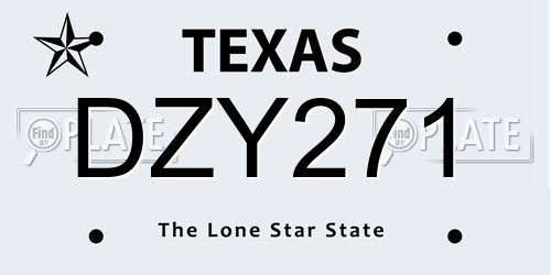 DZY271 Texas License Plate