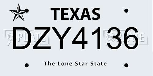 DZY4136 Texas License Plate