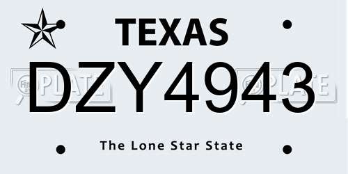 DZY4943 Texas License Plate