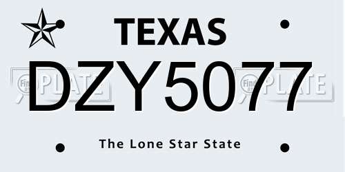DZY5077 Texas License Plate