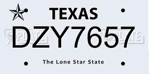 DZY7657 Texas License Plate