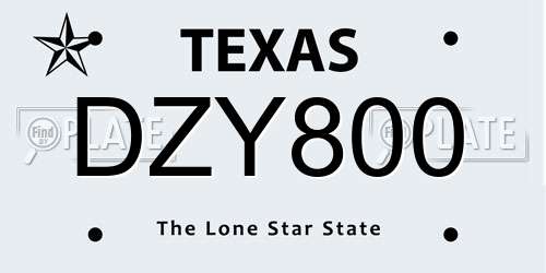 DZY800 Texas License Plate