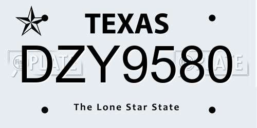 DZY9580 Texas License Plate