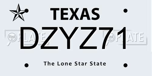 DZYZ71 Texas License Plate