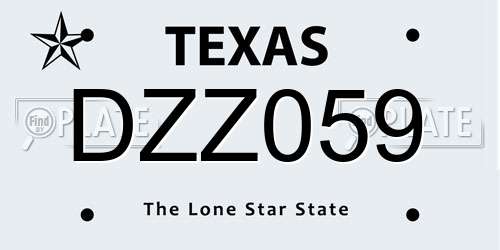 DZZ059 Texas License Plate