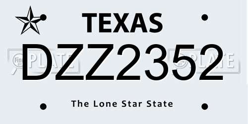 DZZ2352 Texas License Plate