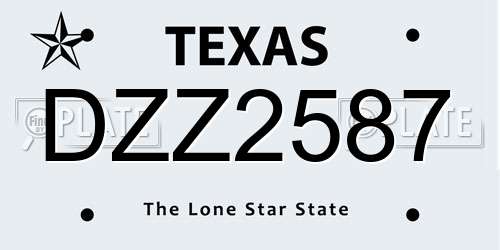 DZZ2587 Texas License Plate