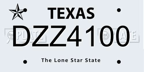 DZZ4100 Texas License Plate