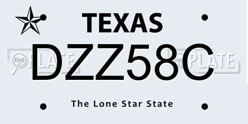 DZZ58C Texas License Plate
