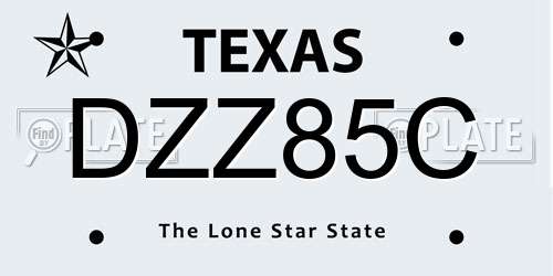 DZZ85C Texas License Plate