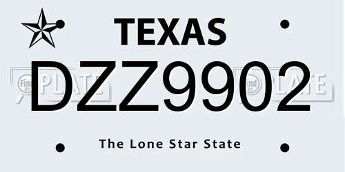 DZZ9902 Texas License Plate