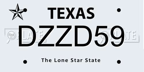 DZZD59 Texas License Plate