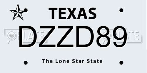 DZZD89 Texas License Plate