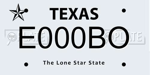 E000BO Texas License Plate