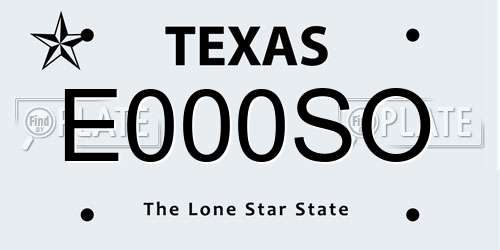 E000SO Texas License Plate