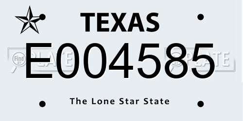 E004585 Texas License Plate