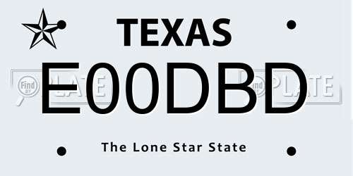 E00DBD Texas License Plate