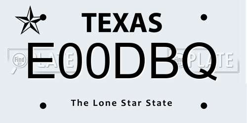 E00DBQ Texas License Plate