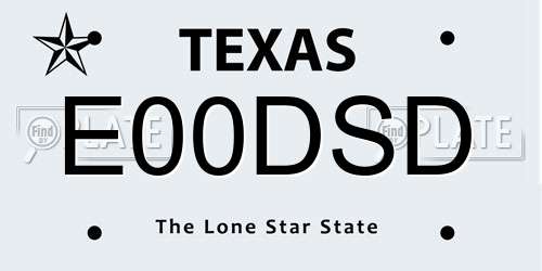E00DSD Texas License Plate