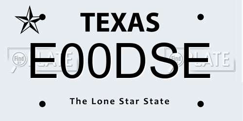 E00DSE Texas License Plate