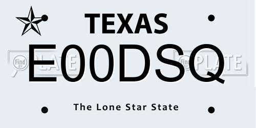E00DSQ Texas License Plate