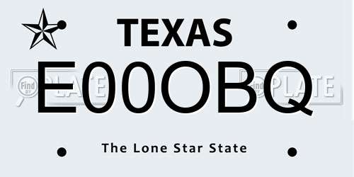 E00OBQ Texas License Plate