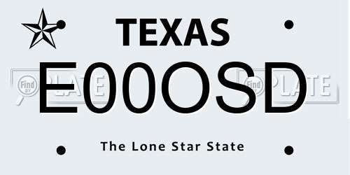 E00OSD Texas License Plate