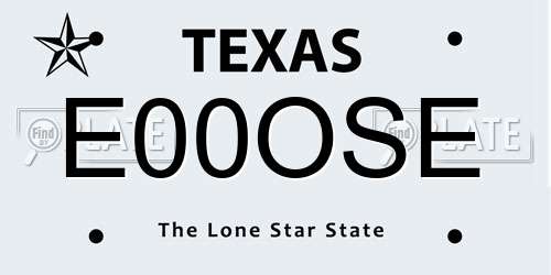 E00OSE Texas License Plate