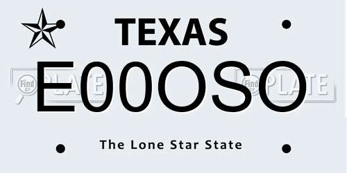 E00OSO Texas License Plate