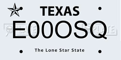 E00OSQ Texas License Plate
