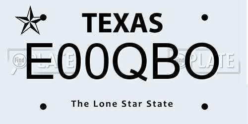 E00QBO Texas License Plate