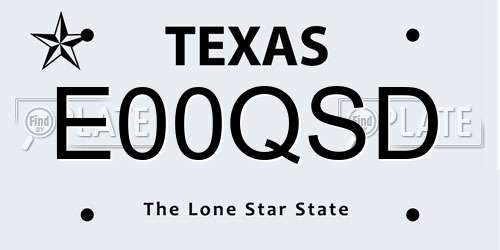 E00QSD Texas License Plate