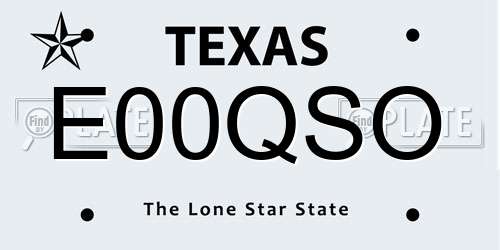 E00QSO Texas License Plate