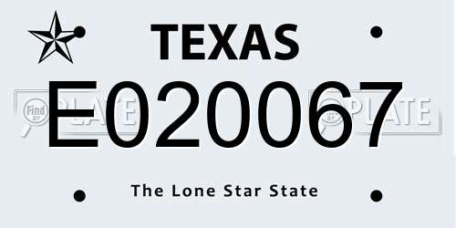 E020067 Texas License Plate