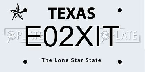 E02XIT Texas License Plate