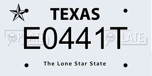 E0441T Texas License Plate