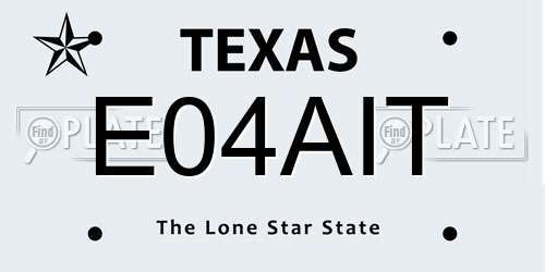 E04AIT Texas License Plate