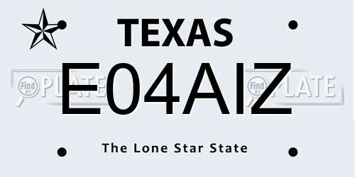 E04AIZ Texas License Plate